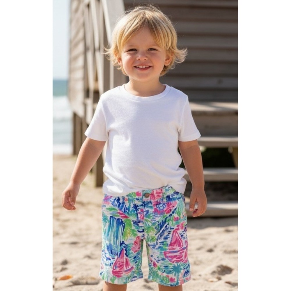 Lilly Pulitzer Boys 3T Beaumont Short Sailboats #29581 Multi Salt in Air Size 3